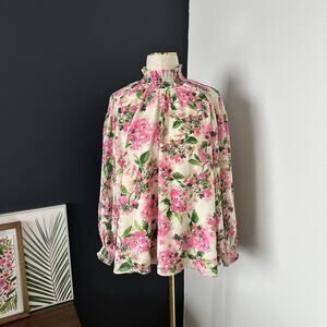 Tuckernuck Lydia Blouse Gossamer Hydrangea Smocked Mock Neck Flowy